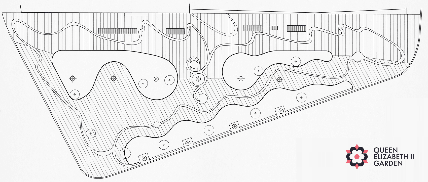 Site plan of the garden, laid out in the shape of the British Isles